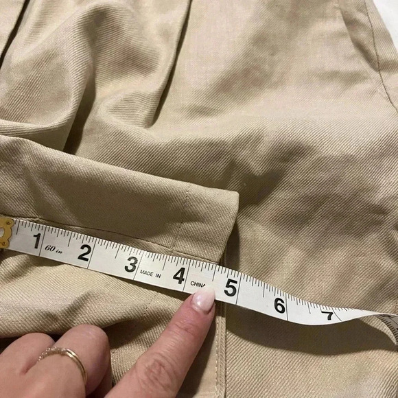 J Crew Shorts Linen Blend Pleated Khaki NWT Women Size 10 High Rise - Picture 10 of 12